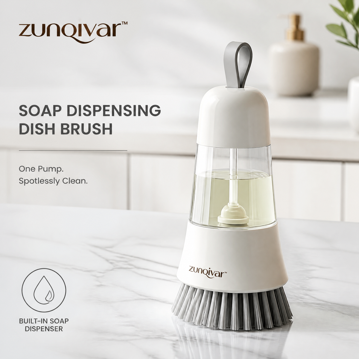 𝒛𝒖𝒏𝒒𝒊𝒗𝒂𝒓™ Soap Dispensing Dish Brush