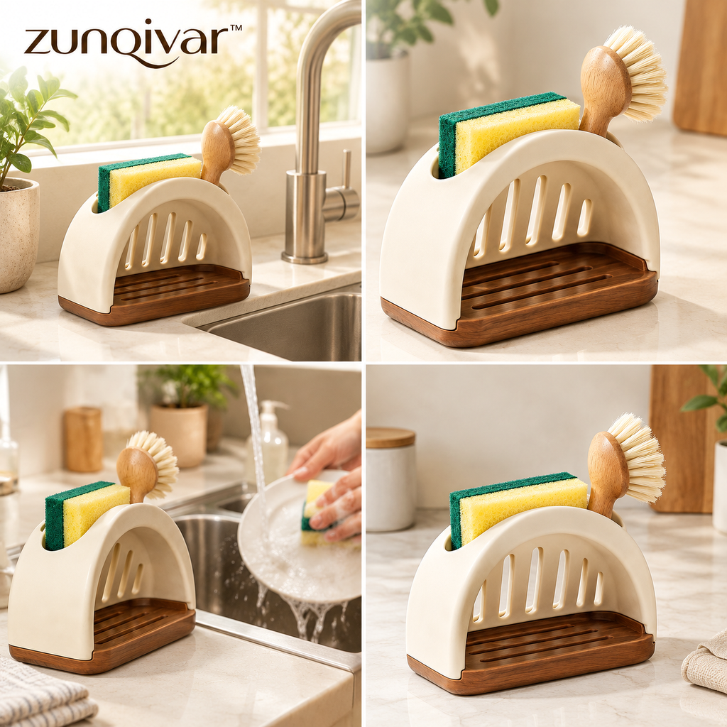 𝒛𝒖𝒏𝒒𝒊𝒗𝒂𝒓™ Arc Sink Caddy for Sponges and Dish Brushes — view 2