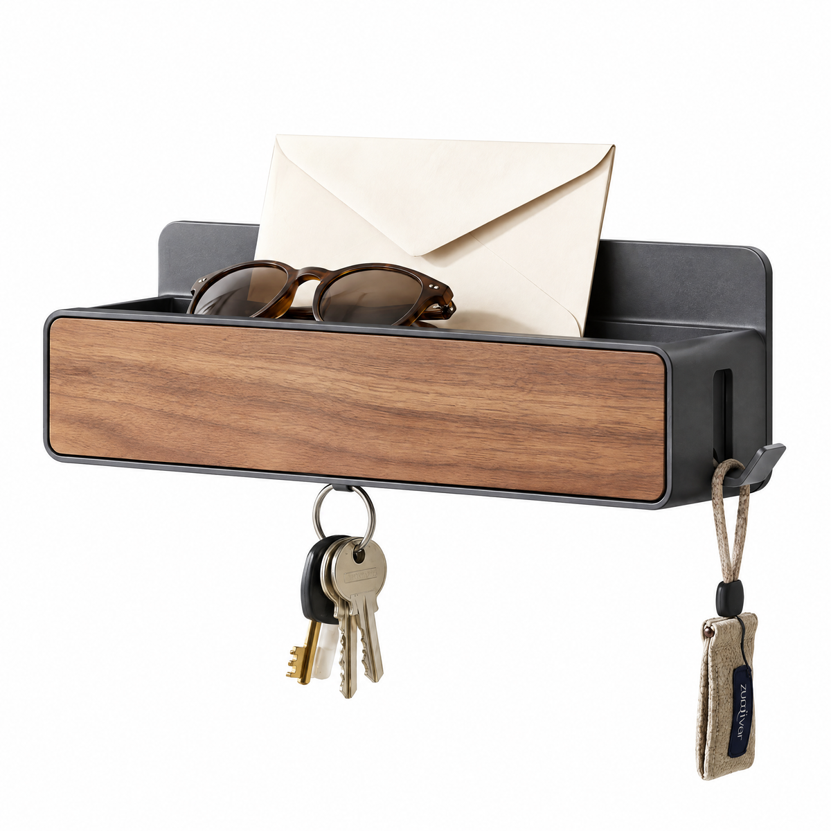 𝒛𝒖𝒏𝒒𝒊𝒗𝒂𝒓™ Compact Magnetic Wall Dock with Key Hooks — view 5