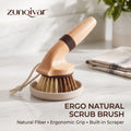 𝒛𝒖𝒏𝒒𝒊𝒗𝒂𝒓™ Ergo Natural-Fiber Scrub Brush with Built-In Scraper — view 1