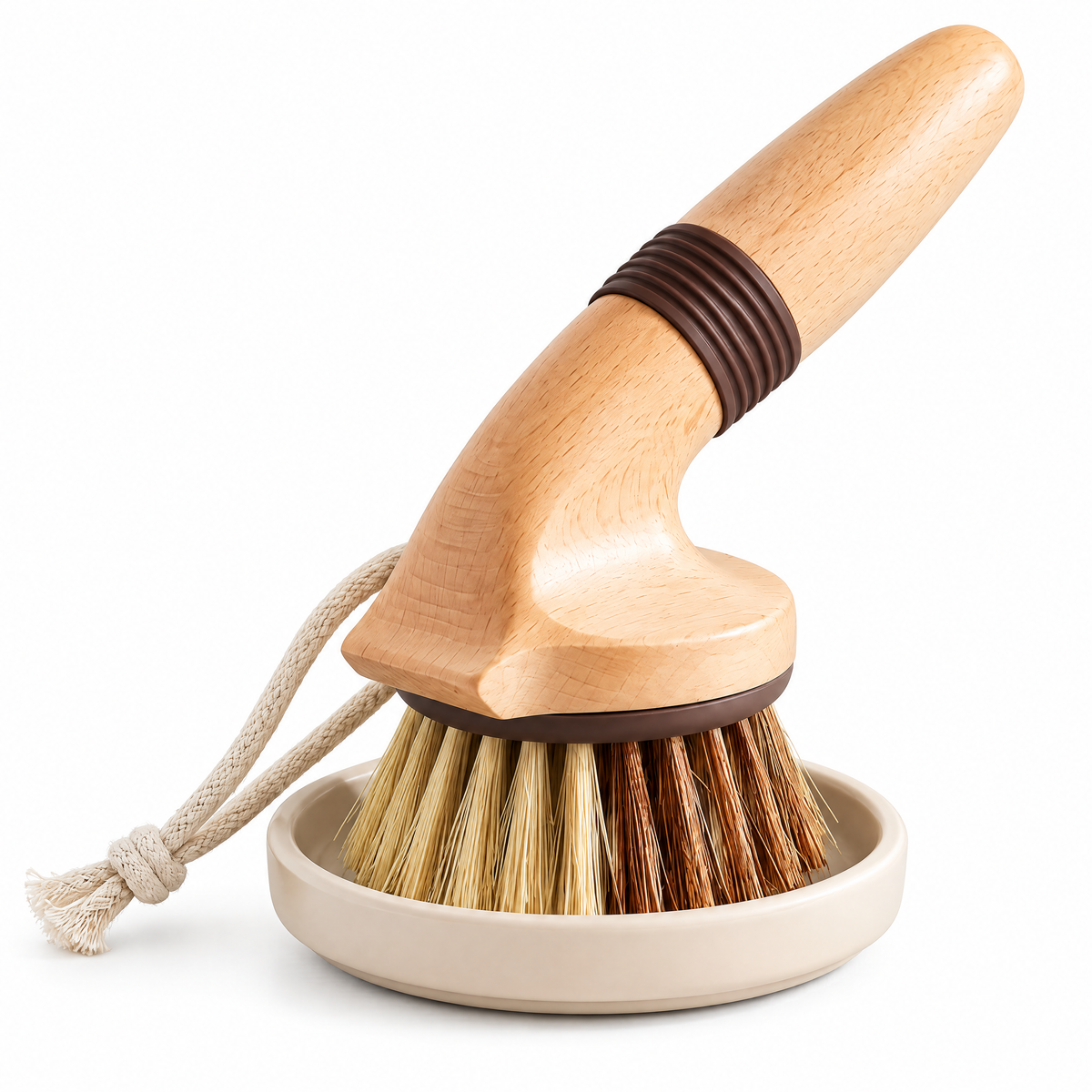 𝒛𝒖𝒏𝒒𝒊𝒗𝒂𝒓™ Ergo Natural-Fiber Scrub Brush with Built-In Scraper — view 5