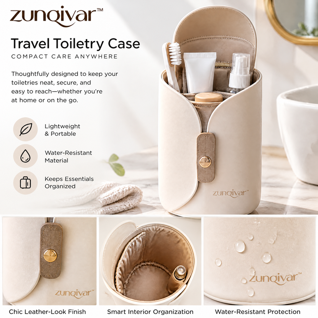 𝒛𝒖𝒏𝒒𝒊𝒗𝒂𝒓™ Compact Travel Toiletry Case with Snap Closure — view 1