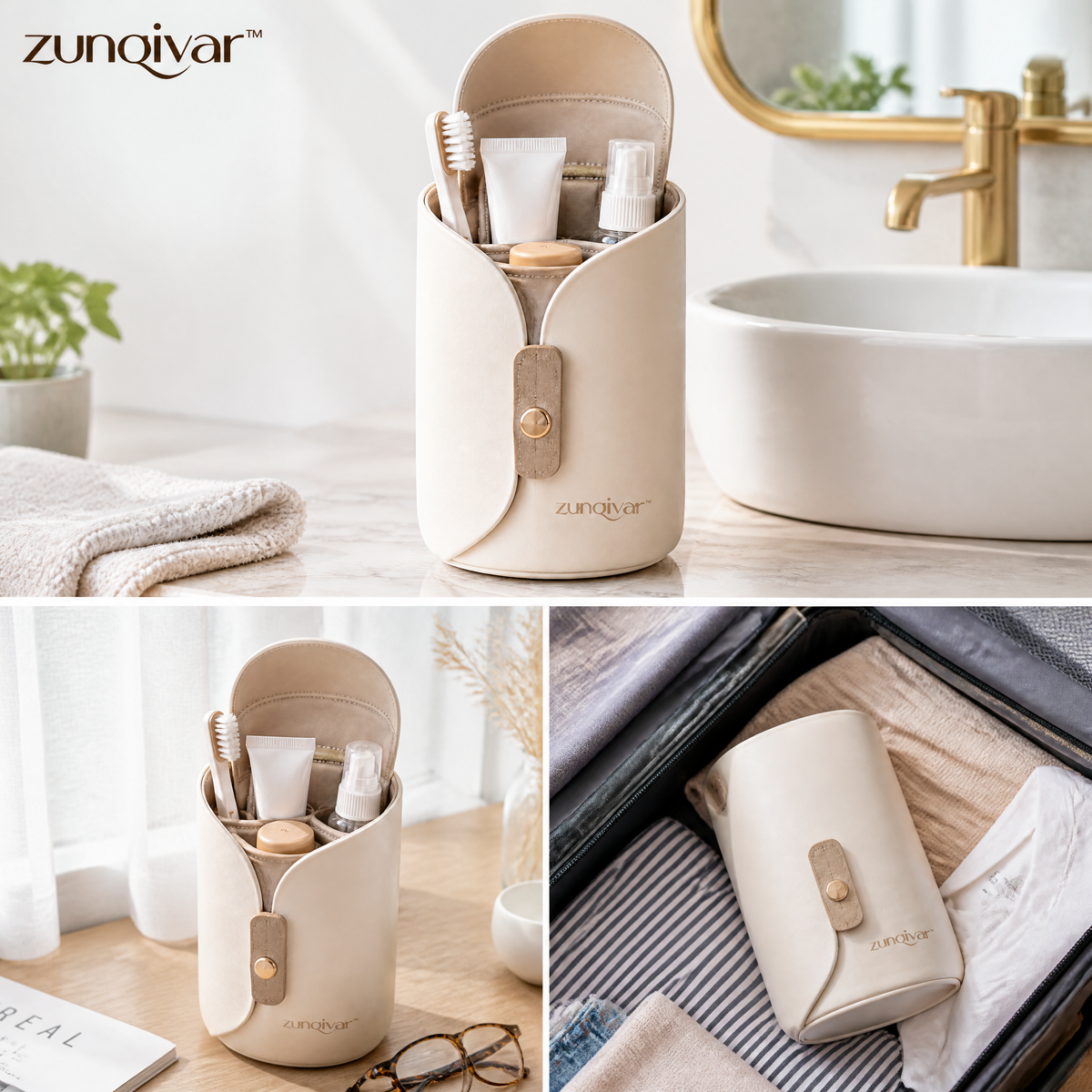 𝒛𝒖𝒏𝒒𝒊𝒗𝒂𝒓™ Compact Travel Toiletry Case with Snap Closure — view 3