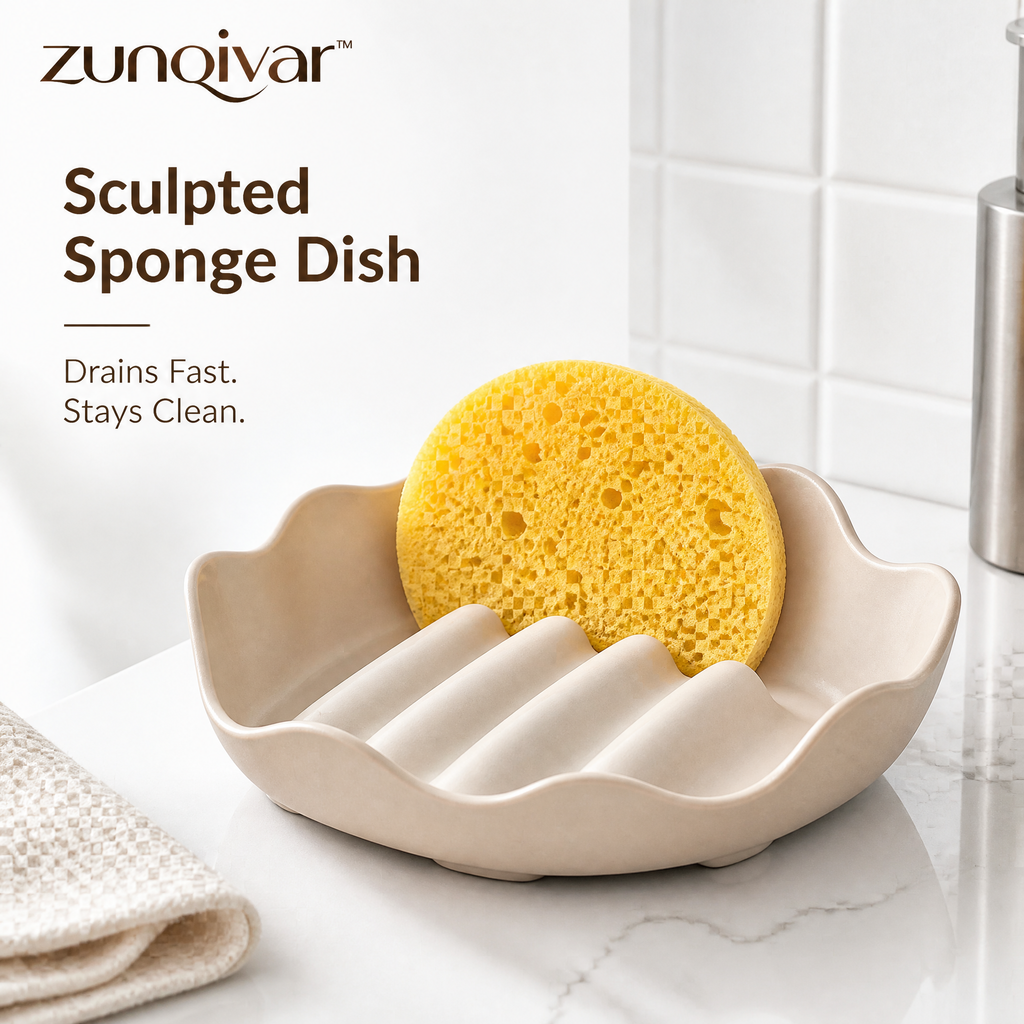 𝒛𝒖𝒏𝒒𝒊𝒗𝒂𝒓™ Sculpted Sponge Dish with Raised Drainage Ridges — view 1
