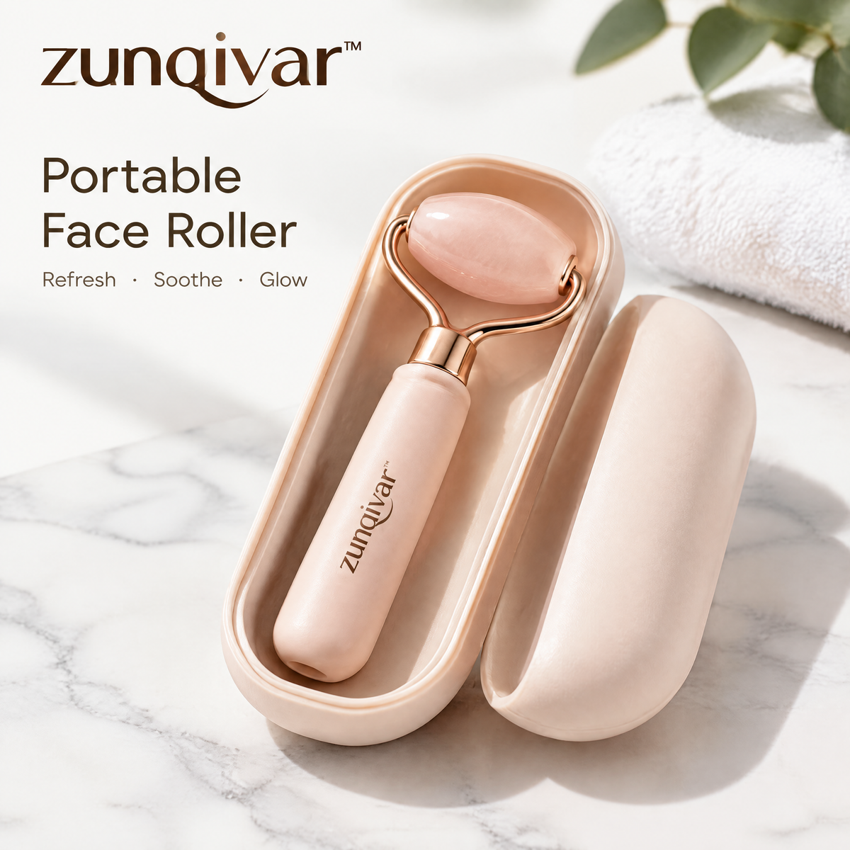 𝒛𝒖𝒏𝒒𝒊𝒗𝒂𝒓™ Portable Face Roller with Storage Case — view 1