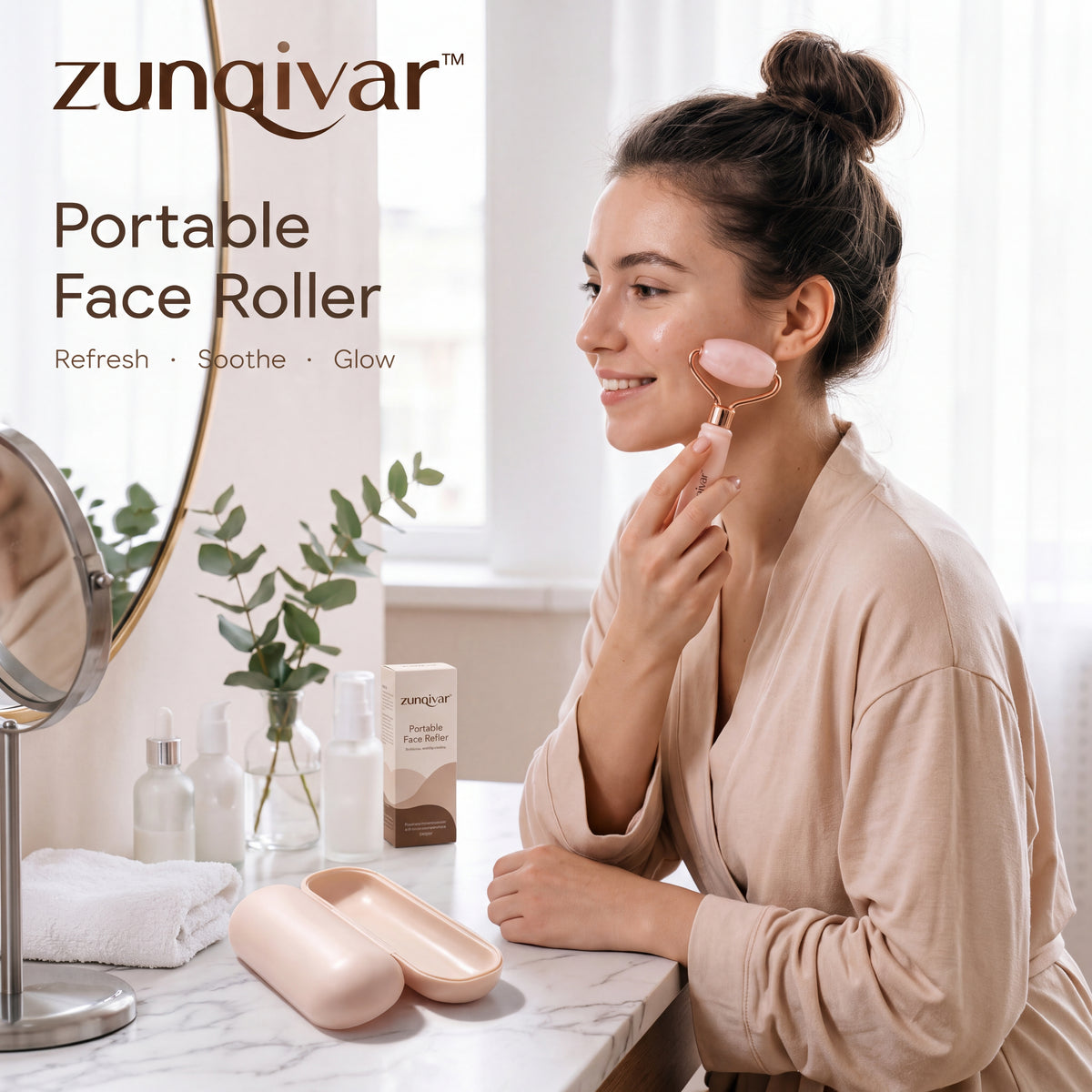 𝒛𝒖𝒏𝒒𝒊𝒗𝒂𝒓™ Portable Face Roller with Storage Case — view 3