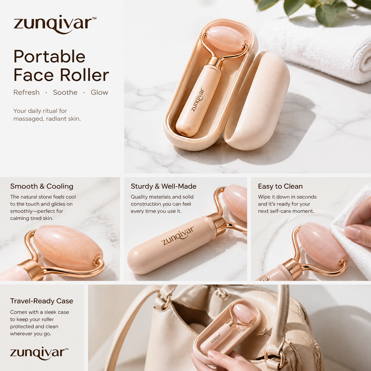 𝒛𝒖𝒏𝒒𝒊𝒗𝒂𝒓™ Portable Face Roller with Storage Case — view 4