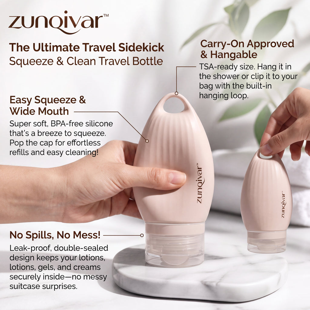 𝒛𝒖𝒏𝒒𝒊𝒗𝒂𝒓™ Squeeze & Clean Refillable Silicone Travel Bottle — view 3