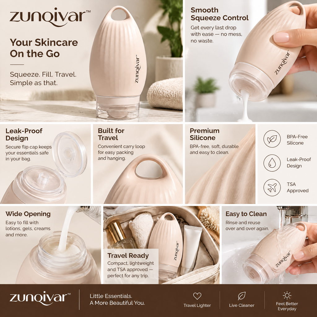 𝒛𝒖𝒏𝒒𝒊𝒗𝒂𝒓™ Squeeze & Clean Refillable Silicone Travel Bottle — view 4